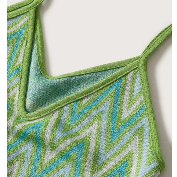 New Mango Chevron-Print Lurex Knit Midi Dress NWT Size 4 US / Small - Picture 5 of 9